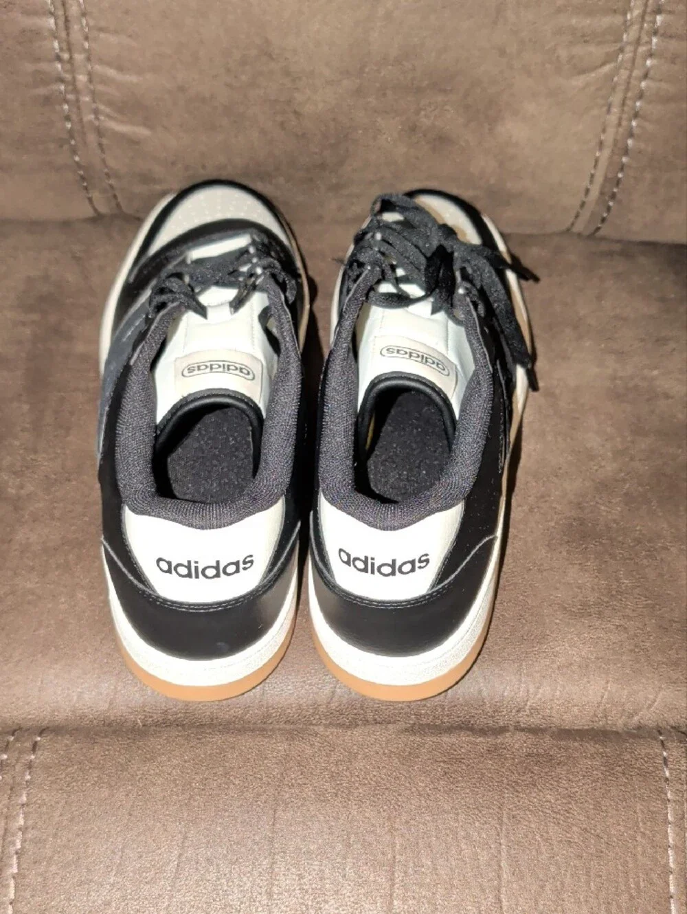 adidas Black and White Low-Top Sneakers with Gum Outsole